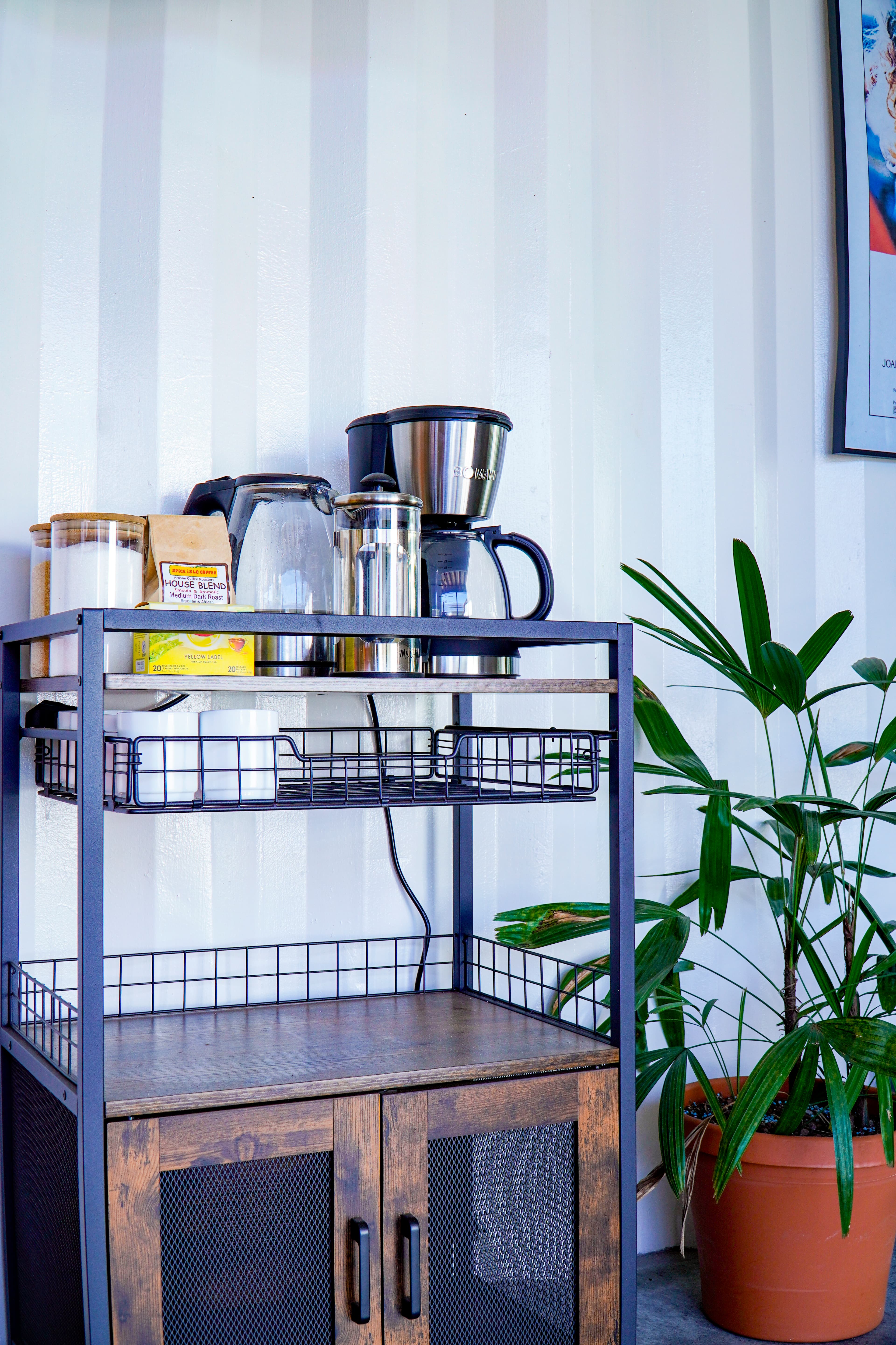 Coffee station with plants