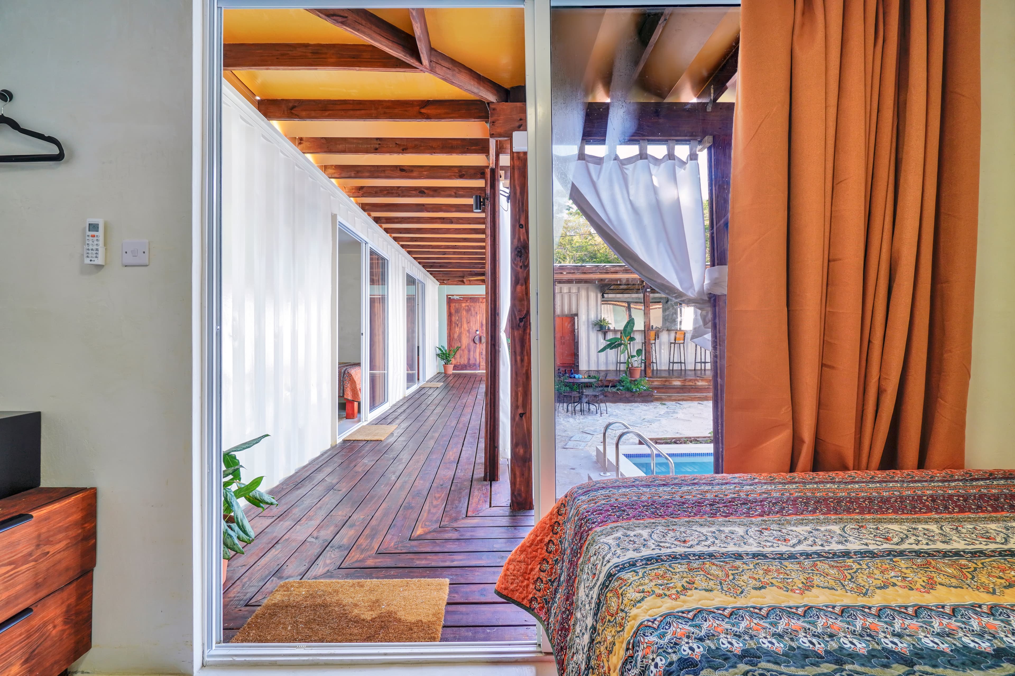 Bedroom opening to courtyard